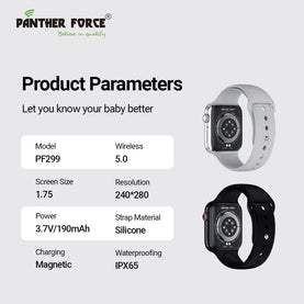 Pantherforce Bluetooth Smart Watch with 1.75” HD Touchscreen, Heart Rate & Sleep Monitor, Fitness Tracker, Call & Message Notifications