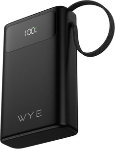 20000mAh PowerBank WYE with Built-In USB-C & 8-Pin Cables, 45W PD Fast Charging, LED Display, Portable Battery Pack for iPhone, Samsung, Google Pixel, Tablets & More