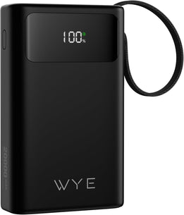 20000mAh PowerBank WYE with Built-In USB-C & 8-Pin Cables, 45W PD Fast Charging, LED Display, Portable Battery Pack for iPhone, Samsung, Google Pixel, Tablets & More
