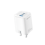 65W Ven Dens 3in1 Folding Gan Charger Plug with 2x USB - C ports and 1x USB - A port - IA Tech