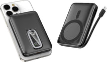 Panther Force Ultra-Thin 10,000 mAh Magnetic Wireless Power Bank 22.5W with 2 Ports and Built-In USB C: Compatible with Samsung Galaxy, Smartwatches, Wireless Earbuds, and iPhones 12/13/14/15