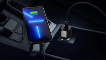 103W Fiber Carbon Design In-Car Charger with USB-A and 2x USB-C Ports