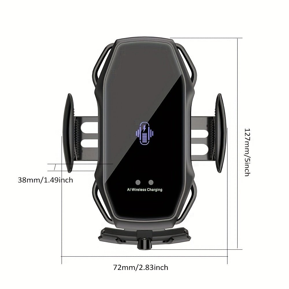 15W QI Phone Holder with Automatic Clamp Smart Sensor Car Wireless Charger