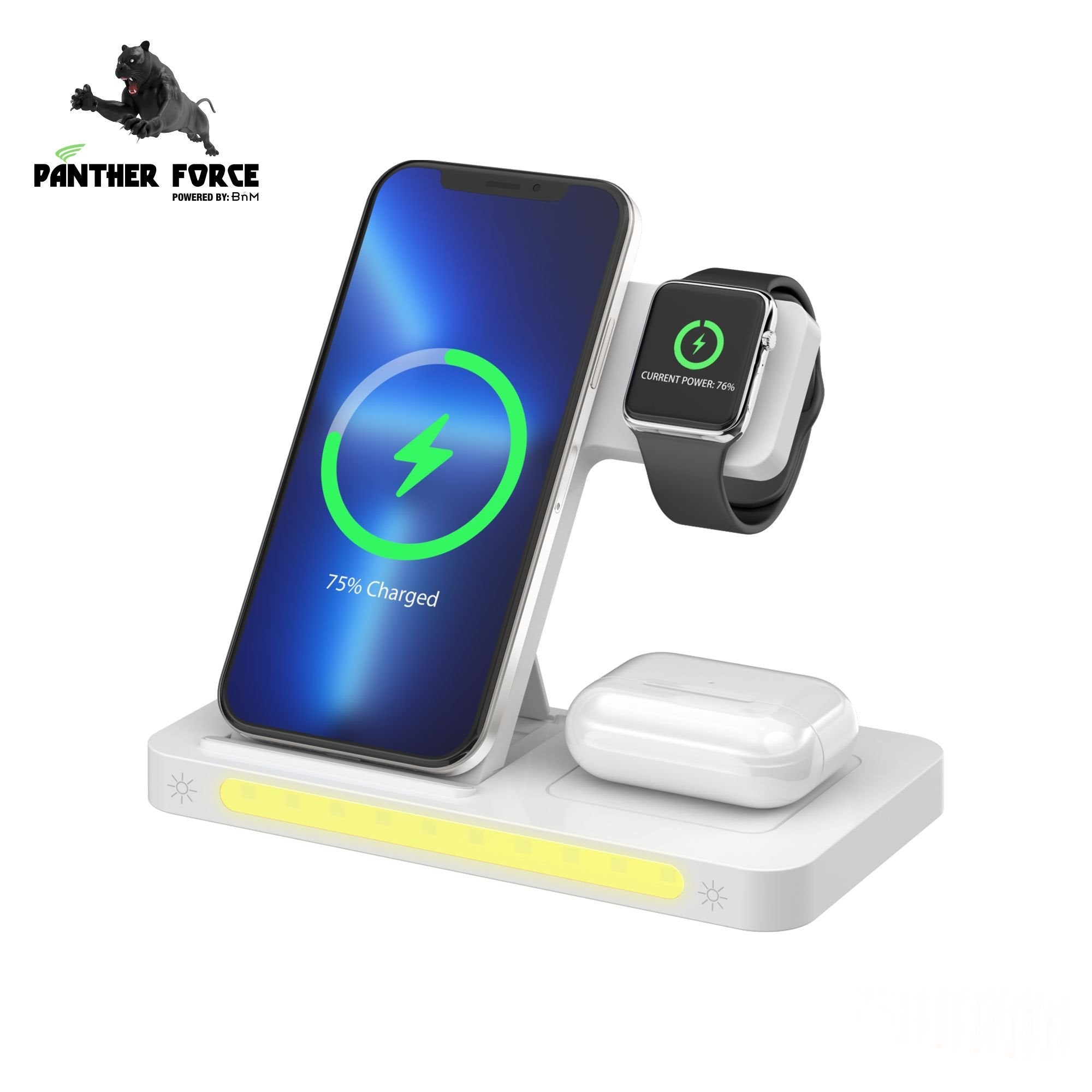 3-in-1 Panther Force Wireless Charging Stand with LED Light