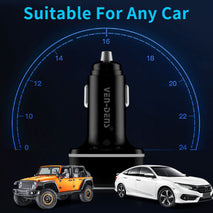 33W Ven-Dens 3x USB Ports Car Fast Charger with Built-in LED Lighting - interiorautotech